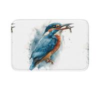Tapis de sol épais antidérapant XBKGOHA aquarelle martin-pêcheur avec image de proie, antidérapant, facile à nettoyer, durable, parfait pour les toilettes et la salle de bain, 60 x 40 cm