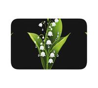 Tapis de sol épais antidérapant XBKGOHA Muguet avec image de gouttes d'eau, facile à nettoyer, durable, parfait pour les toilettes et la salle de bain 60 x 40 cm