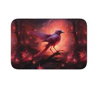Tapis de sol épais antidérapant XBKGOHA oiseau rose dans une image de feu antidérapant, facile à nettoyer, durable, parfait pour les toilettes et la salle de bain, 60 x 40 cm