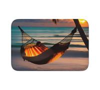 Tapis de sol épais antidérapant XBKGOHA Sunset Beach Hamac Image antidérapant, facile à nettoyer, durable, parfait pour les toilettes et la salle de bain 60 x 40 cm