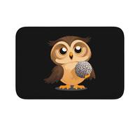 Tapis de sol épais antidérapant YYHWHJDE Hibou jouant avec des imprimés de boules de fourrure antidérapant, facile à nettoyer, durable, résistant à la décoloration, parfait pour toilettes et salle de