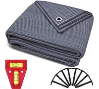 Tapis De Sol Extérieur pour Tente Et Auvent en Polyéthylène Bleu/Gris - Œillets en Acier Inoxydable - Robuste Et Lavable - Sac De Transport Et 8 Piquets + Niveau À Bulle 250 cm x 600 cm