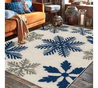 Tapis de sol flocon de neige avec envers antidérapant pour salon, chambre à coucher, salle de classe, dortoir, université, bleu marine, 1,5 x 2,1 m