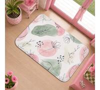 Tapis de sol floral, formes abstraites modernes et abstraites, feuilles, pêche, dortoir, paillasson rectangulaire à imprimé essentiel, tapis d'entrée, salle de bain, décoration de chevet, 0,6 x 0,9 m