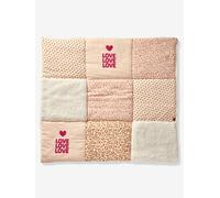 Tapis de sol / Fond de parc patchwork coton et sherpa LOVELY LÉO rose imprimé 100X100
