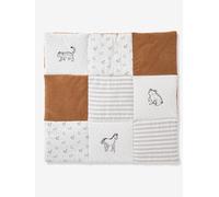 Tapis de sol / Fond de parc patchwork coton et velours PETIT NOMADE écru / camel 100X100
