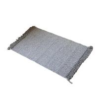 Tapis de sol géométrique tissé à la main en coton et lin avec pompons pour salon, chambre à coucher (gris, 600 mm x 900 mm)