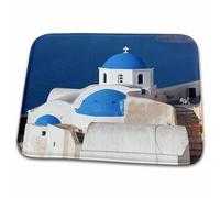 Tapis De Sol Îles des Cyclades en Grèce, Paysages De La Mer Égée Lavable Paillasson Interieur Entrées Robuste Paillassons pour Cuisine Portes Extérieures Salons