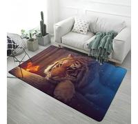 Tapis de Sol Imprimé Animalier Noir Gris Moderne Décor Léopard Lion Tigre Area Rugs Antidérapant Flanelle Douce Gaming Tapis Chambre Garçon Adolescent Bedside Rug (Style 4,80x160 cm)