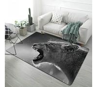 Tapis de Sol Imprimé Animalier Noir Gris Moderne Décor Léopard Lion Tigre Area Rugs Antidérapant Flanelle Douce Gaming Tapis Chambre Garçon Adolescent Bedside Rug (Style 5,120x180 cm)