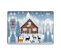 Tapis de sol imprimé faon d'hiver 203,2 x 147,3 cm, couverture de chevet pour chambre à coucher, tapis décoratif pour salle d'étude