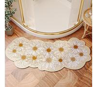Tapis de Sol Incurvé, Tapis À Illusion D'optique 3D, Élégant et Durable, Forte Capacité D'absorption, Adapté À La Salle de Bain(White,Medium)