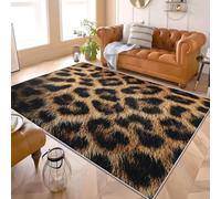 Tapis de Sol Lavable 140x200 cm Tendance Imprimé LéOpard Design Classique Tapis Doux pour Usage Quotidien, Design Antiglisse Brun Convient aux Espaces Familiaux, Chambre et Zones Décoratives