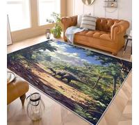 Tapis de Sol Lavable 160x230 cm ThèMe des Dinosaures PréHistoriques Tapis Doux pour Usage Quotidien, Design Antiglisse Animal Convient aux Espaces Familiaux, Chambre et Zones Décoratives