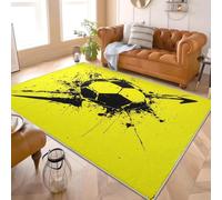 Tapis de Sol Lavable 200x300 cm Football de Rue Simple Tapis Doux pour Usage Quotidien, Design Antiglisse Jaune Convient aux Espaces Familiaux, Chambre et Zones Décoratives