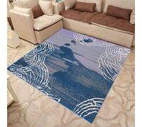 Tapis de sol, lavable, à poils courts, antidérapant, pour salon, chambre à coucher, cuisine, carré, moderne, abstrait, polychrome, gris et bleu, 100 x 100 cm