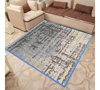 Tapis de sol, lavable, à poils courts, antidérapant, pour salon, chambre à coucher, cuisine, tapis de sol carré moderne à l'aspect vieilli abstrait, multicolore, bleu sarcelle, 80 x 80 cm