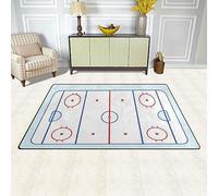 Tapis de sol lavable en peluche doux et doux pour salon et chambre à coucher Motif patinoire Bleu/rouge 120 x 180 cm