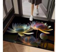 Tapis de Sol Lumineux 3D en Boue de diatomée de Lotus, Tapis de Sol de Salle de Bain antidérapant Absorbant l'eau à séchage Rapide, pour Chambre, entrée ou Coiffeuse(E)