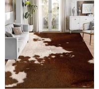 Tapis de sol marron imitation tigre à rayures de 1,2 x 1,8 m, lavable en machine, dos antidérapant, tapis de sol de luxe imprimé animal pour décoration de maison et de bureau (B)
