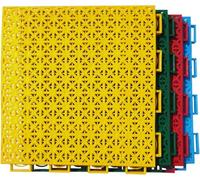 Tapis de sol modulaires à emboîtement, carrelage de terrain de sport extérieur, tapis de sol à drainage rapide for jardin, terrasse, garage, patio, 16 pièces(Rosso)