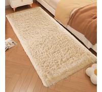 Tapis de Sol Moelleux Shaggy 100 x 100 cm Super Doux, Moelleux, Ne Perd Pas Ses Poils, Dessous Antidérapant, Pelucheux, Tapis Salon Lavable en Machine, Tapiss Poil Long, pour Le Salon/Chambre, beige