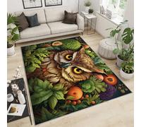 Tapis de sol motif chouette mystérieuse pour chambre d'enfant, chambre d'enfant, salon, lavable et ne perd pas ses poils - 100 x 150 cm
