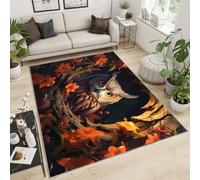 Tapis de sol motif chouette mystérieuse pour chambre d'enfant, chambre d'enfant, salon, lavable, ne perd pas ses poils, 80 x 150 cm