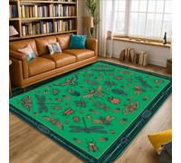 Tapis de sol motif libellule, coccinelle, coccinelle, printemps, vert, antidérapant, pour intérieur, tapis rectangulaire qui ne perd pas ses poils pour salon, chambre à coucher, cuisine, couloir, 1,5