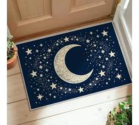 Tapis de sol motif lune céleste moderne, étoiles, constellations, hiver, bleu marine, tapis à poils courts résistant à la décoloration, pour entrée, salle de bain, cuisine, porte, décoration 0,6 x 0,9