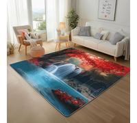 Tapis de sol naturel jungle cascade - Tapis antidérapant lavable en machine pour salon, chambre à coucher, cuisine - Tapis en fausse laine douce - 80 x 150 cm