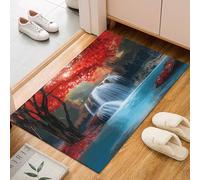 Tapis de sol naturel jungle cascade - Tapis antidérapant lavable en machine pour salon, chambre à coucher, cuisine - Tapis en fausse laine douce - 80 x 150 cm