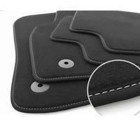 kh Teile Tapis de sol (velours), compatible avec Q5 SQ5 II (FY à partir de 2017), tapis de voiture de qualité supérieure, anthracite, 4 pièces, coutures décoratives blanches.
