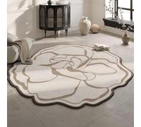 Tapis De Sol Noir Et Blanc en Forme De Fleur, Tapis De Sol pour Animaux, Tapis pour Chambre À Coucher, Cuisine, Salle À Manger, Bureau À Domicile, Salle De Bain(Floral C,100cmx100cm)
