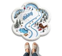Tapis de Sol personnalisé sur Le thème d'une Station de Ski en Hiver | Paillasson sur mesure thème station de ski avec nom,décoration hivernale intérieur,cadeau crémaillère attentionné