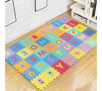 Tapis de sol pour bébé 36 carreaux 12x12 Tapis en mousse PE pour enfants Puzzles en mousse emboîtables alphabet et chiffres pour le jeu et l'exercice pour les bébés les tout-petits..