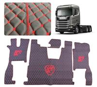 Tapis de sol pour camion compatible avec SCANIA R 2018+ tapis de pied (matériau noir, fils rouges)