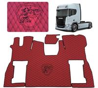 Tapis de sol pour camion compatible avec SCANIA S Tapis de pied (matière rouge, fil noir)
