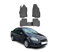Tapis de sol pour Fiat Linea 2007-2021 SD en caoutchouc TPE 3D Noir 4Pcs