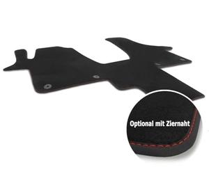 Tapis de sol pour habitacle de voiture VW T5 T6 Bus Multivan Caravelle California - En velours noir (surpiqûre décorative en option) - 1 pièce avec partie centrale arrière