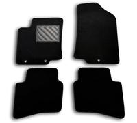Tapis de Sol pour Kia Rio III (UB) 08.2011>01.2017 sur Mesure, antidérapant, Talonnette en Caoutchouc renforcé et Boutons de Fixation, Noir