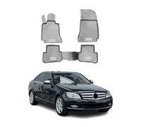 Tapis de sol pour Mercedes Classe C W204 2007-2014 en caoutchouc TPE 3D Gris 4x