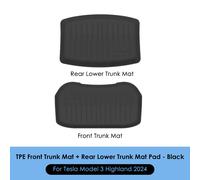 Tapis De Sol Pour Modèle Tesla 3 2024 Highland Tpe,Imperméable,Résistant À L'usure,Pour Bagages,Coussinets De Pieds,Tapis De Coffre Arrière,Accessoires - Type Trunk Mat 2pcs