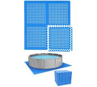 Tapis de Sol pour Piscine ronde - EYEPOWER - 52 Dalles de Protection EVA 62 x 62 cm - Bleu