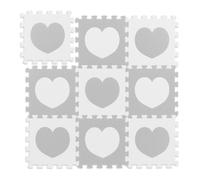 Relaxdays Tapis de Sol Puzzle bébé, Motif cœur, 18 pièces, Mousse sans polluants, L x P : 91,5 x 91,5 cm, Blanc/Gris