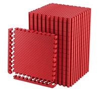 Tapis de Sol Puzzle Emboîtable Edukit; Lot de 4; 61,5 x 61,5 cm; 2 cm d'Épaisseur; Mousse en EVA; Rouge - Plus Épais et plus Gros que les Dalles Ordinaires pour les Équipements Lourds