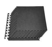 VEVOR Tapis de Sol Puzzle Fitness 12PCs 61x61x1 cm, Dalles en Mousse EVA Haute Densité, Protection de Sol pour Salle de Sport Gym Maison et Bureau, Dalles Emboîtables Noires avec Points Gris