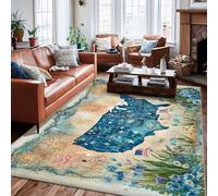 Tapis de sol rectangulaire à poils courts pour salon, chambre à coucher, salle de ortoir, université, décoration de dortoir, bleu, 1,8 x 2,7 m