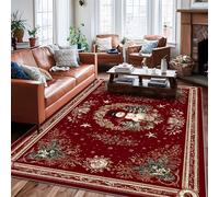 Tapis de sol rectangulaire à poils courts pour salon, chambre à coucher, salle de classe, dortoir, université, décoration de dortoir, motif bonhomme de neige, Noël festif, rouge, 1,8 x 2,7 m