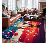 Tapis de sol rectangulaire avec motif de trophée, confettis festifs, feuille d'érable, envers antidérapant rouge, tapis de sol rectangulaire pour salon, chambre à coucher, dortoir, cuisine, décoration